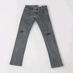AG Adriano Goldschmied The Graduate Tailored Leg Men Gray Distressed Jeans 32x32
